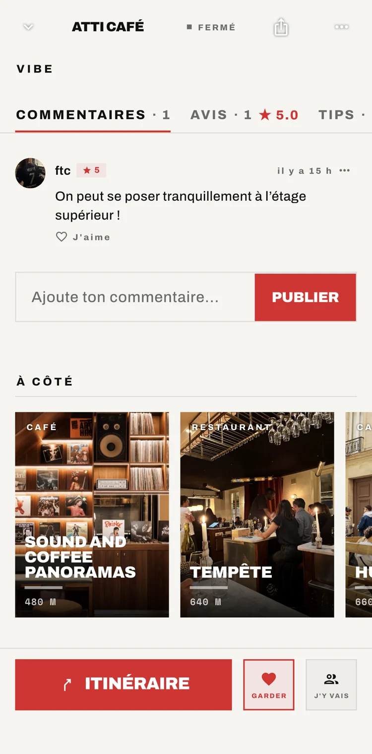 Écran Avis de l'application FTC