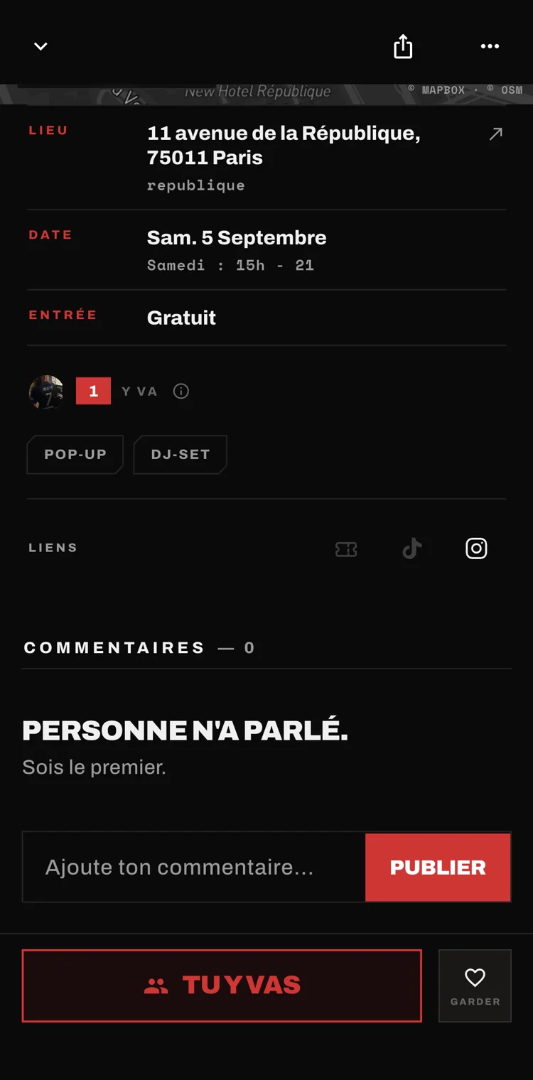 Écran Tu y vas de l'application FTC