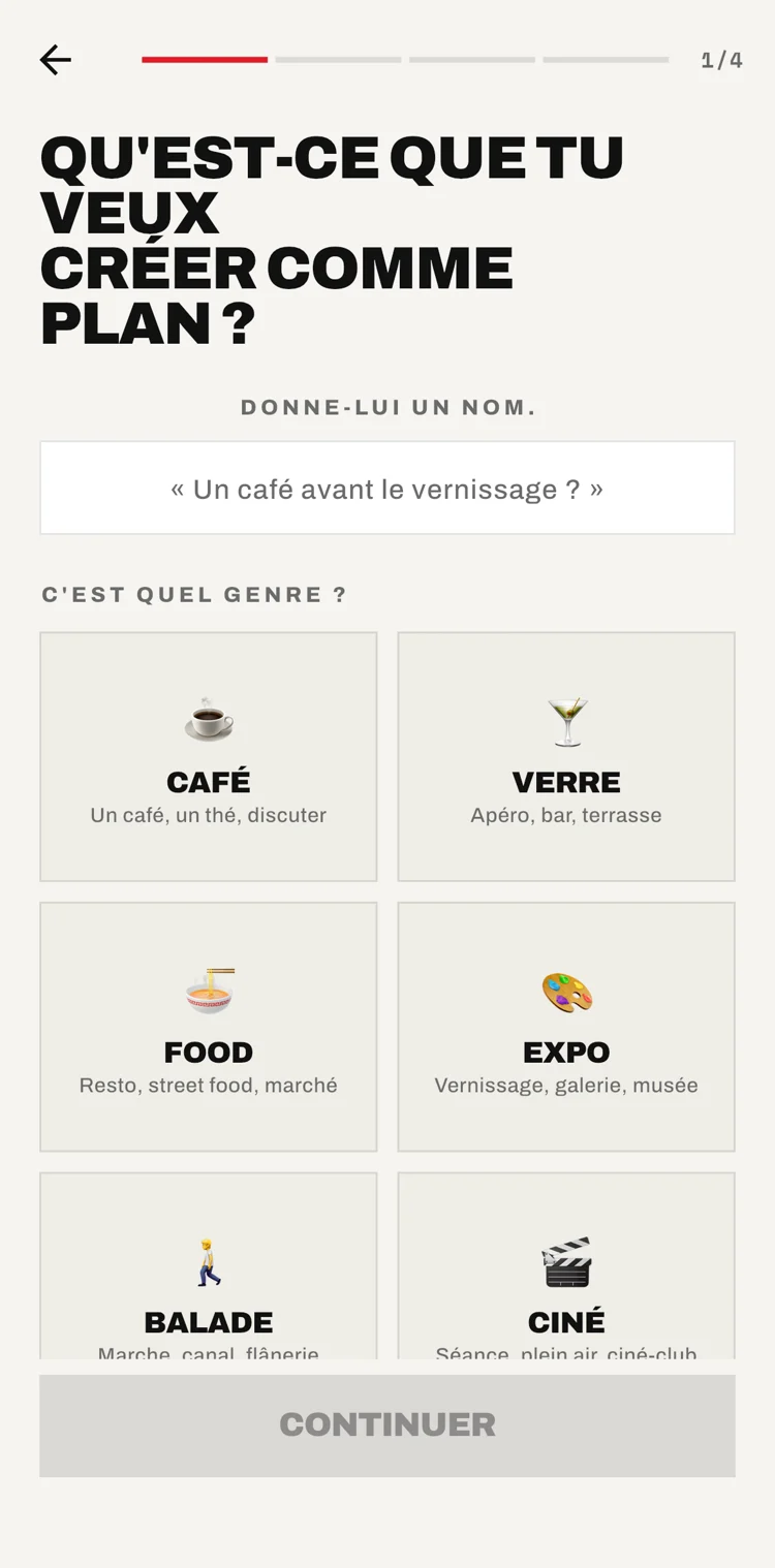 Écran Spontané de l'application FTC